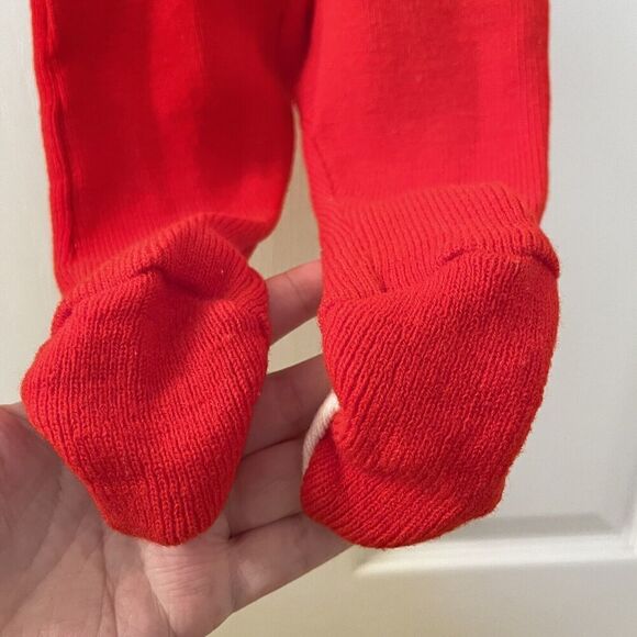 Vintage Absorba Red Cherry Sweater One Piece Footed Romper Girls Size 6 Months - Picture 13 of 14